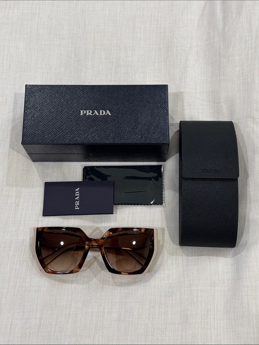 Prada Women’s Tortoiseshell Square Sunglasses with Brown Gradient Lenses